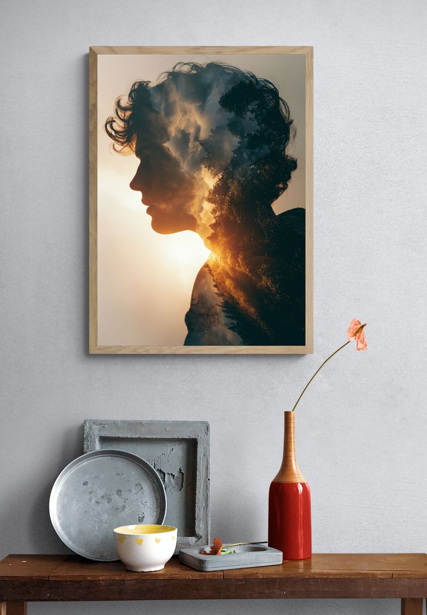 Double Exposure Portrait Print. — room view 3