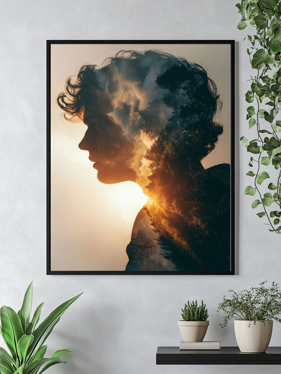 Double Exposure Portrait Print. — room view 4
