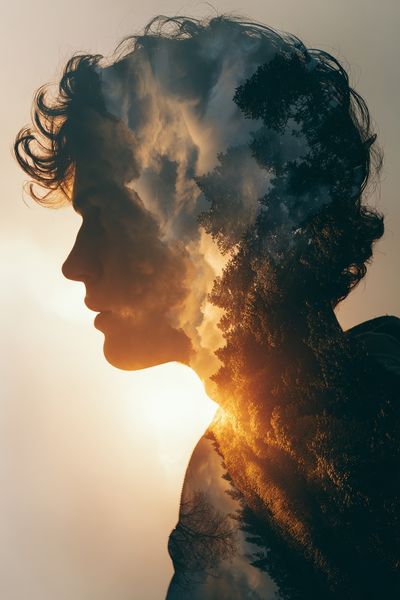 Double Exposure Portrait Print.