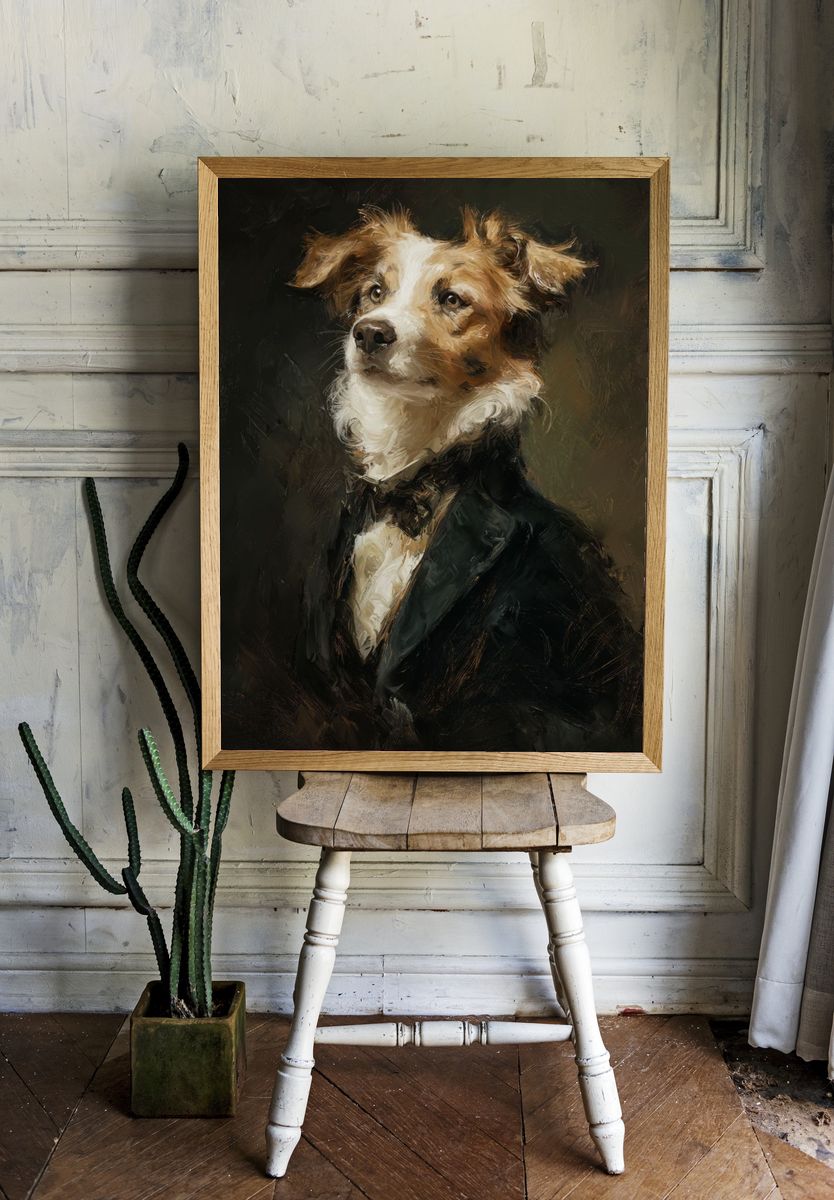 Dapper Dog Portrait — Fine Art Print. — room view 1