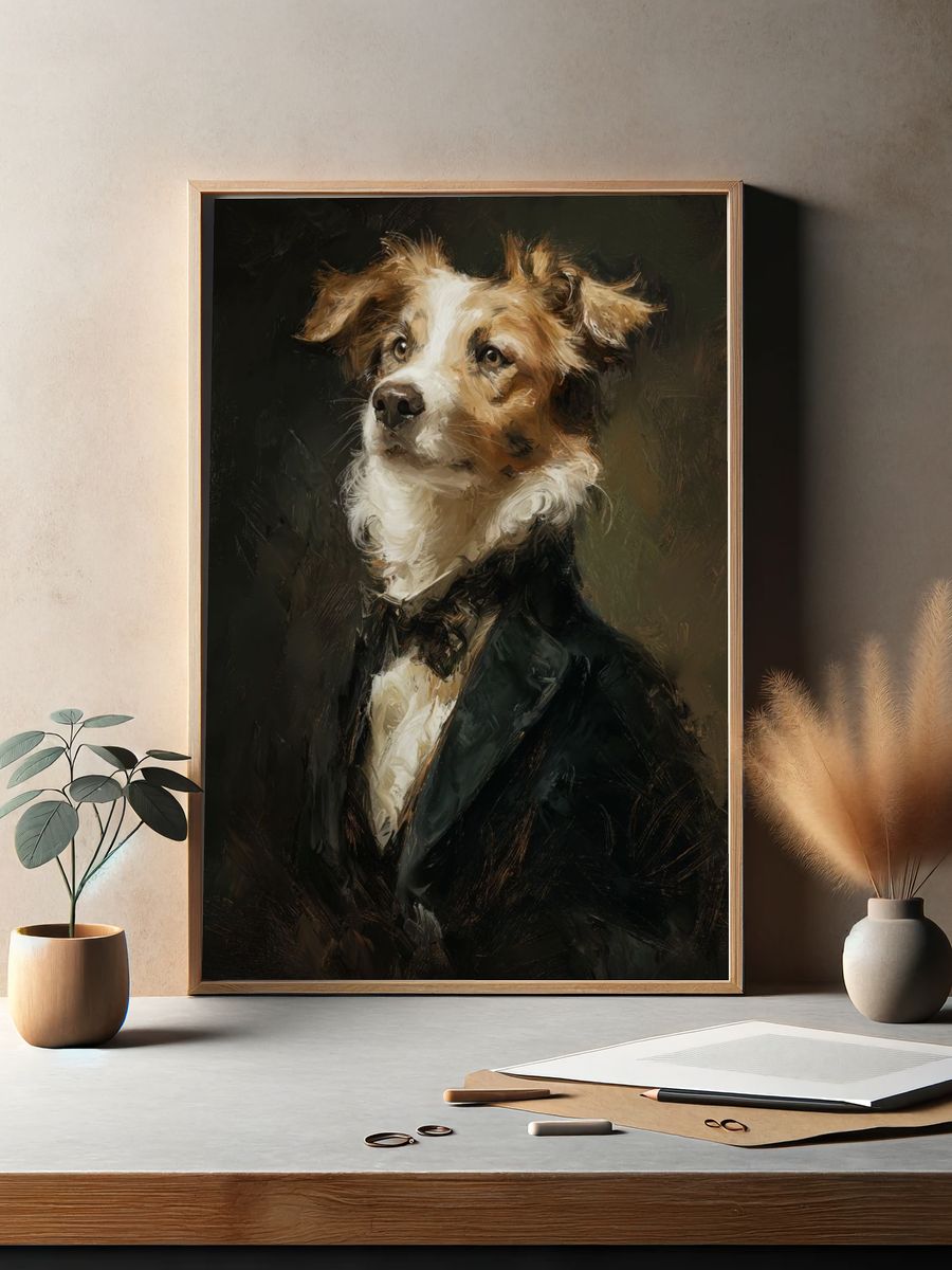 Dapper Dog Portrait — Fine Art Print. — room view 2