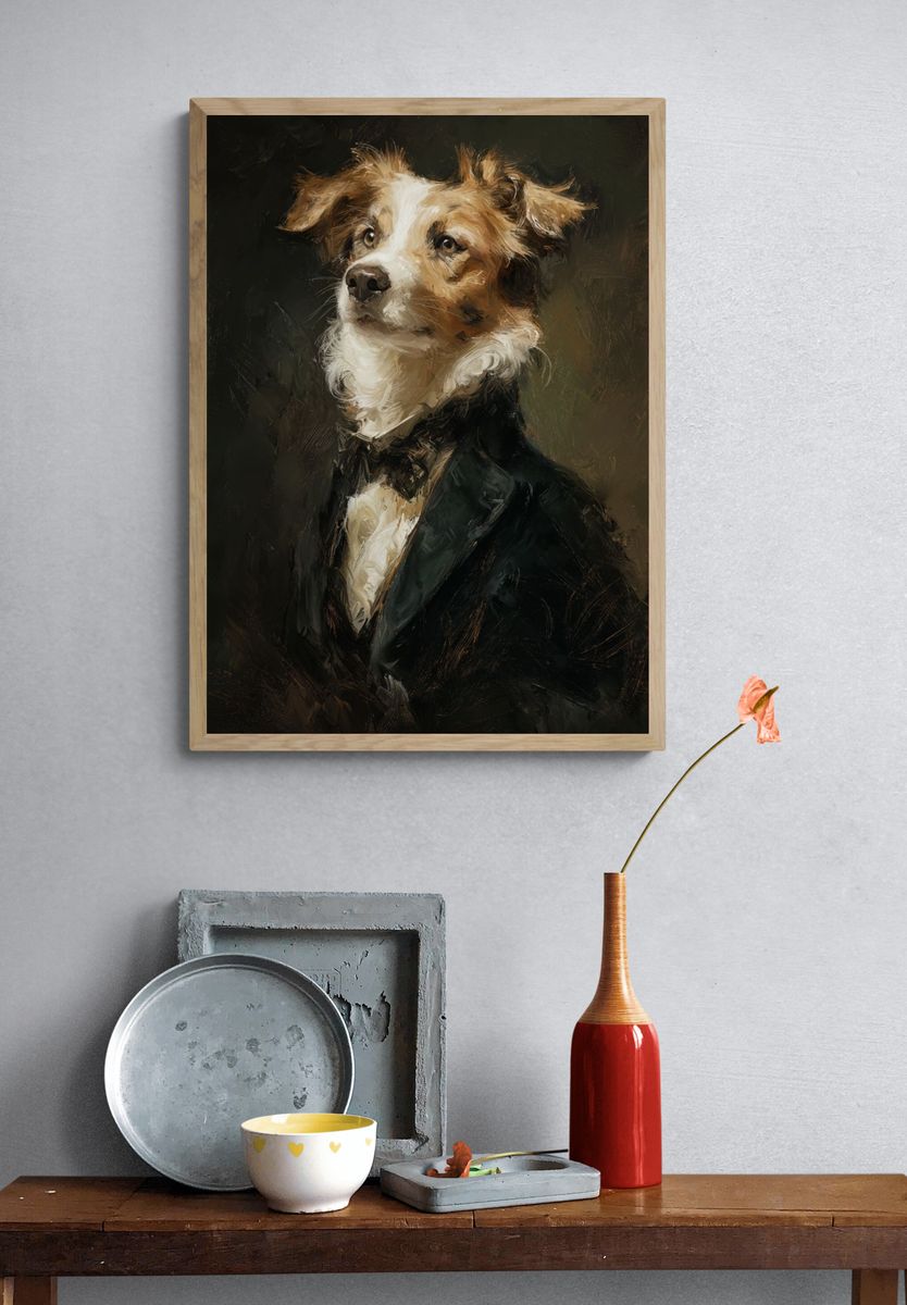 Dapper Dog Portrait — Fine Art Print. — room view 3