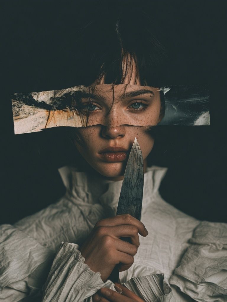 Dark Portrait with Knife Print. poster — photography art