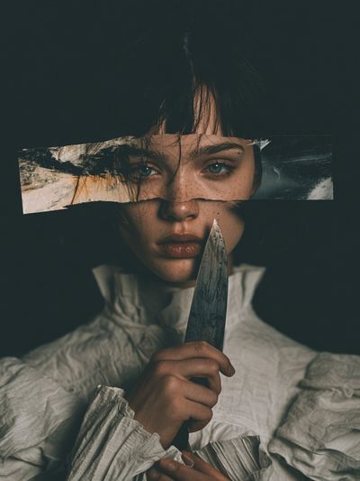 Dark Portrait with Knife Print.