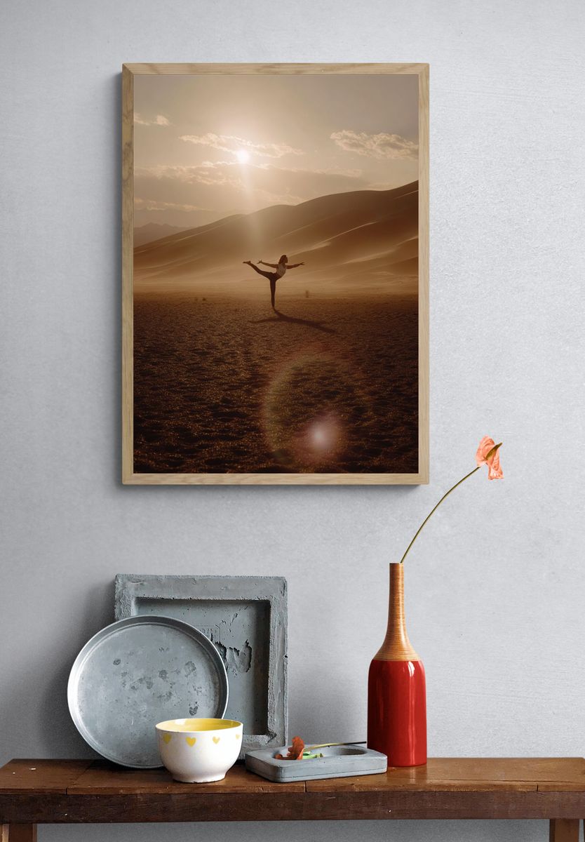 Dancer in Desert Sunset Poster. — room view 3