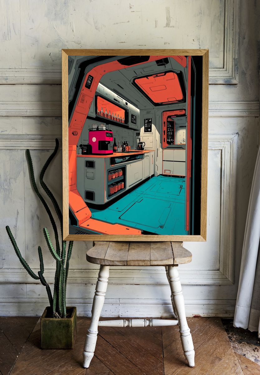 Futuristic Kitchen — Digital Art Print. — room view 1
