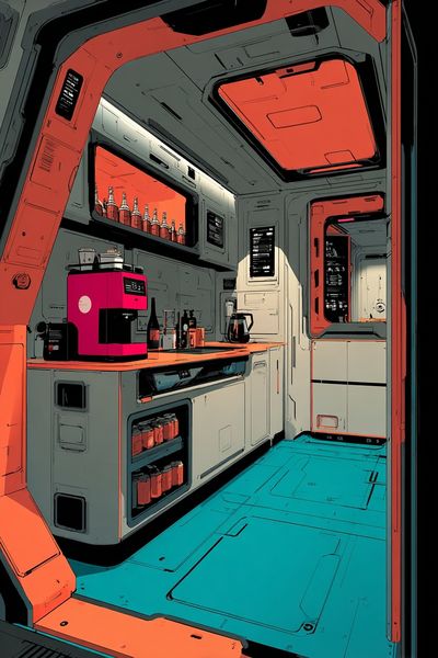 Futuristic Kitchen — Digital Art Print. poster print