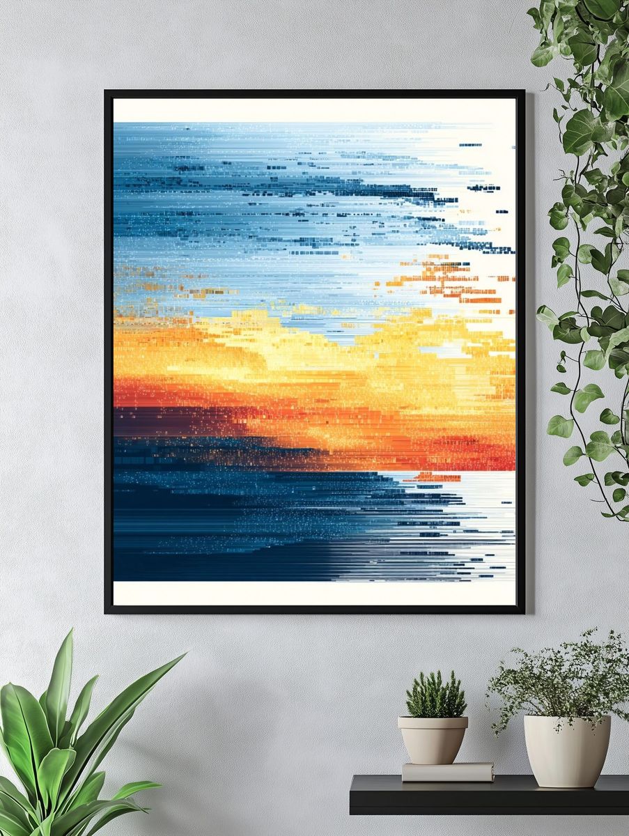 Abstract Sunset — Digital Art Print. — room view 4