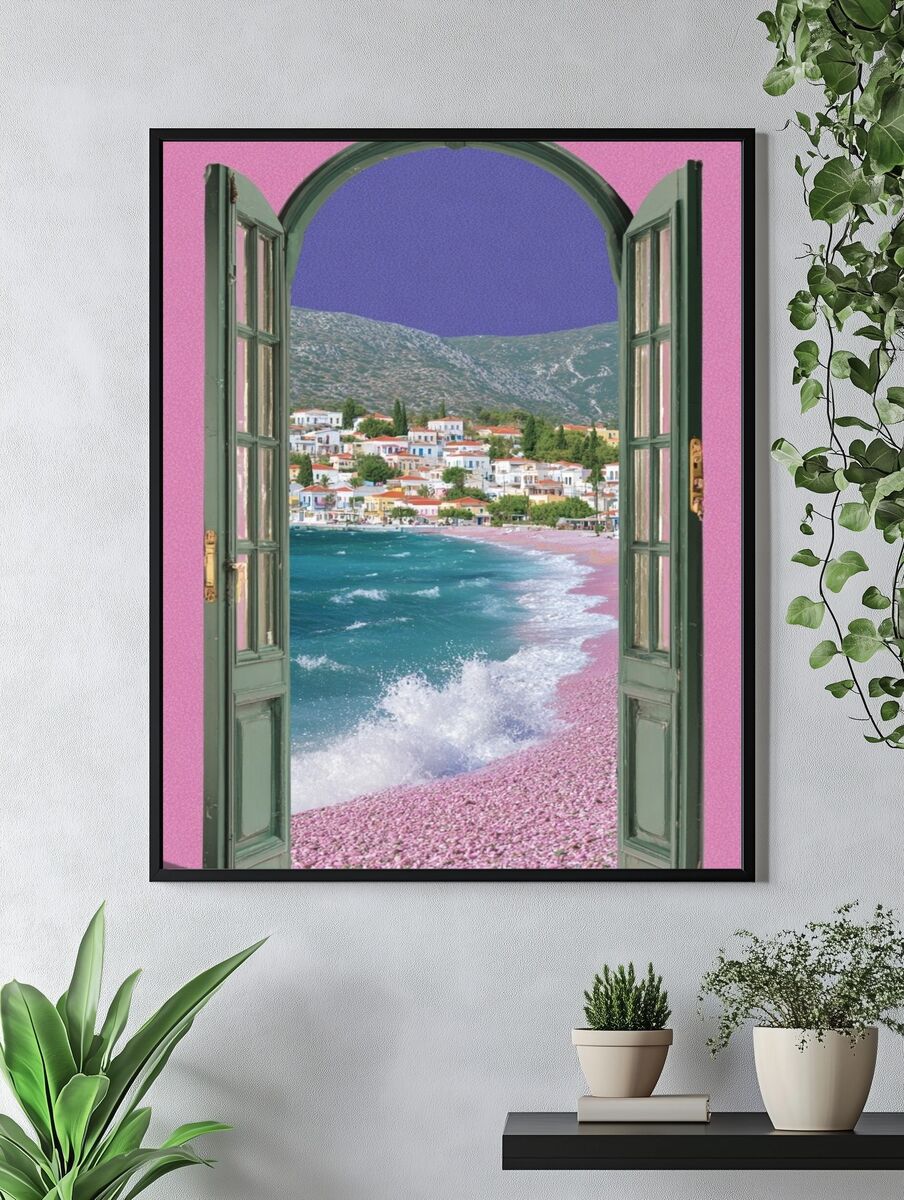 Seaside Through Door — Digital Art Print. — room view 4