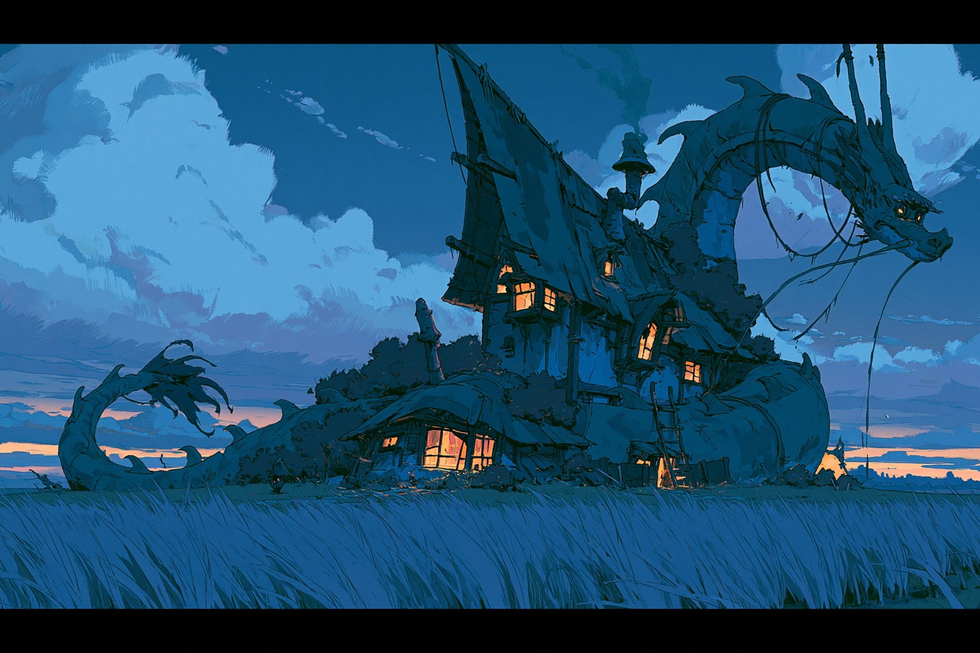 Dragon House Fantasy Illustration Poster. poster detail