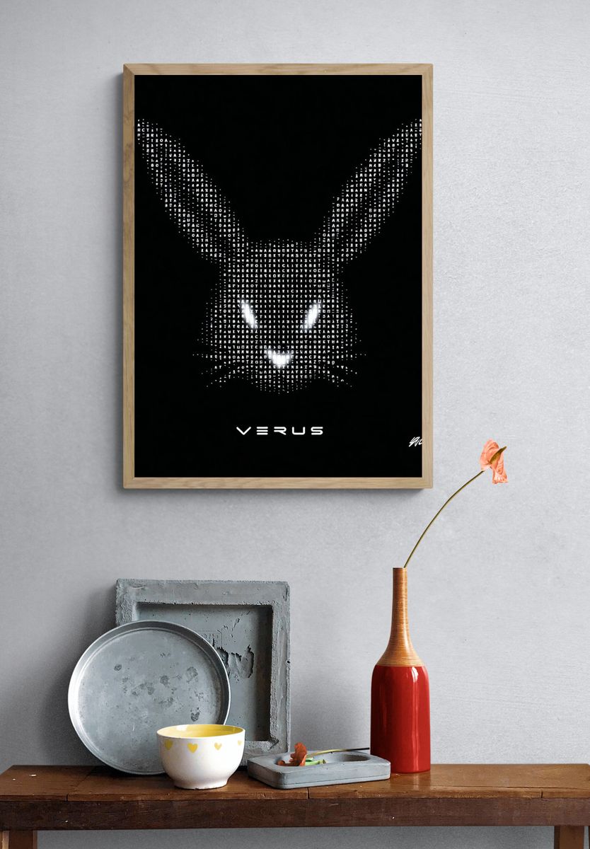Digital Rabbit — Modern Art Print. — room view 3