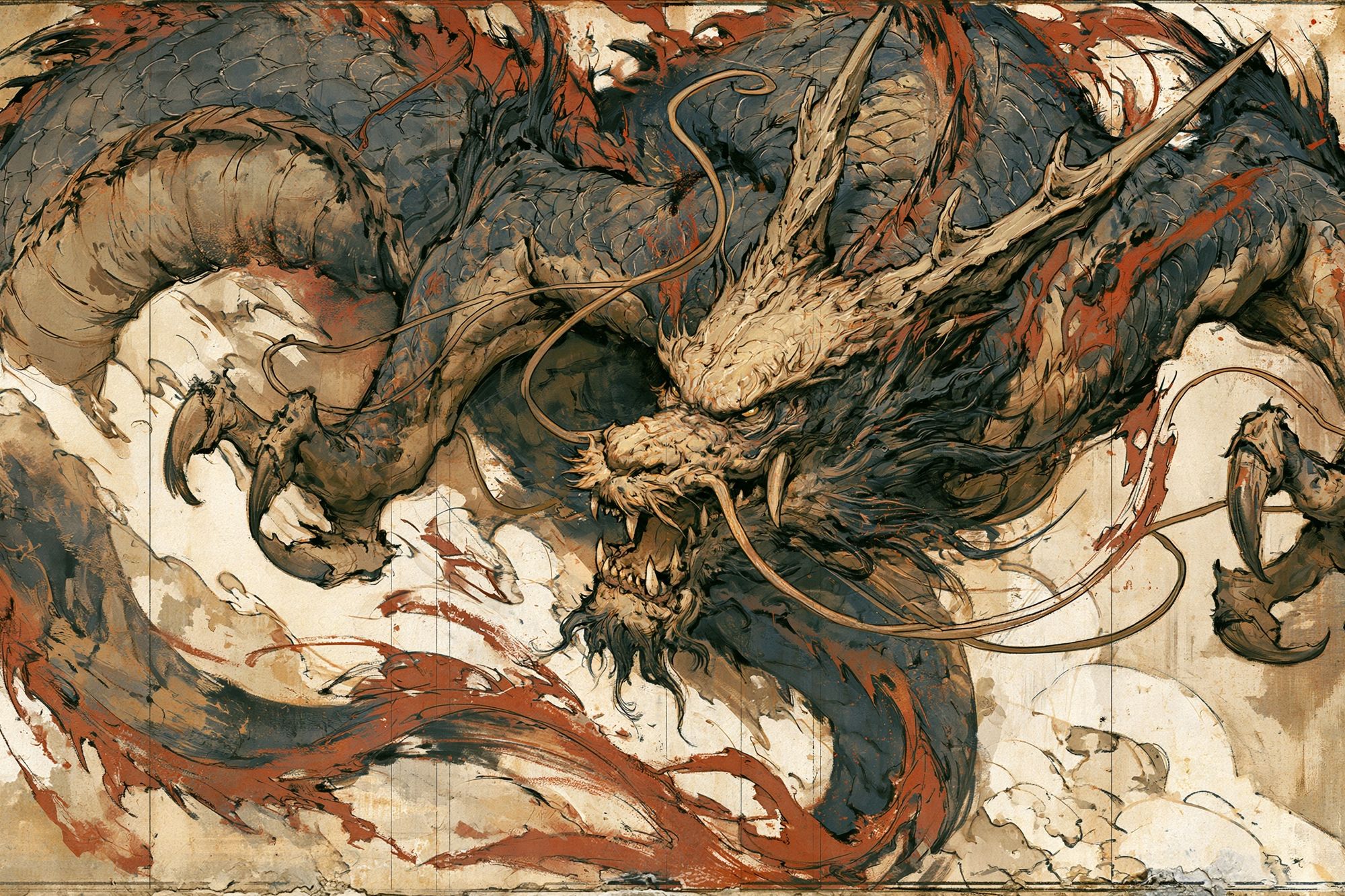 Dragon Ink Wash Poster. poster — illustration art