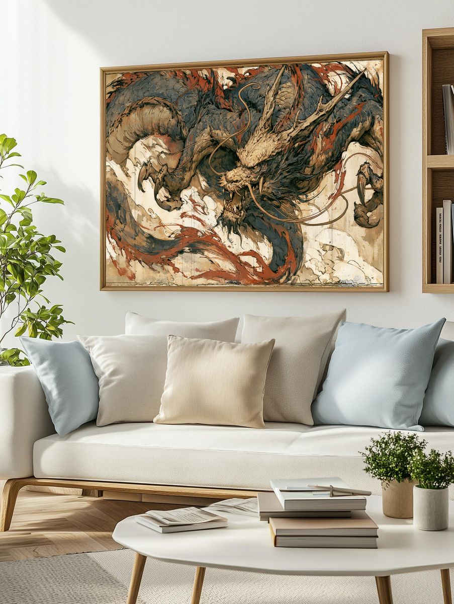 Dragon Ink Wash Poster. — room view 2