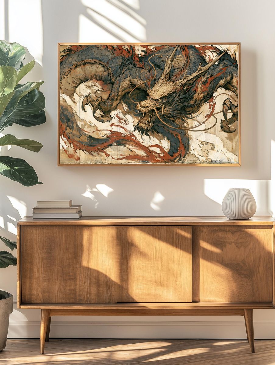 Dragon Ink Wash Poster. — room view 3