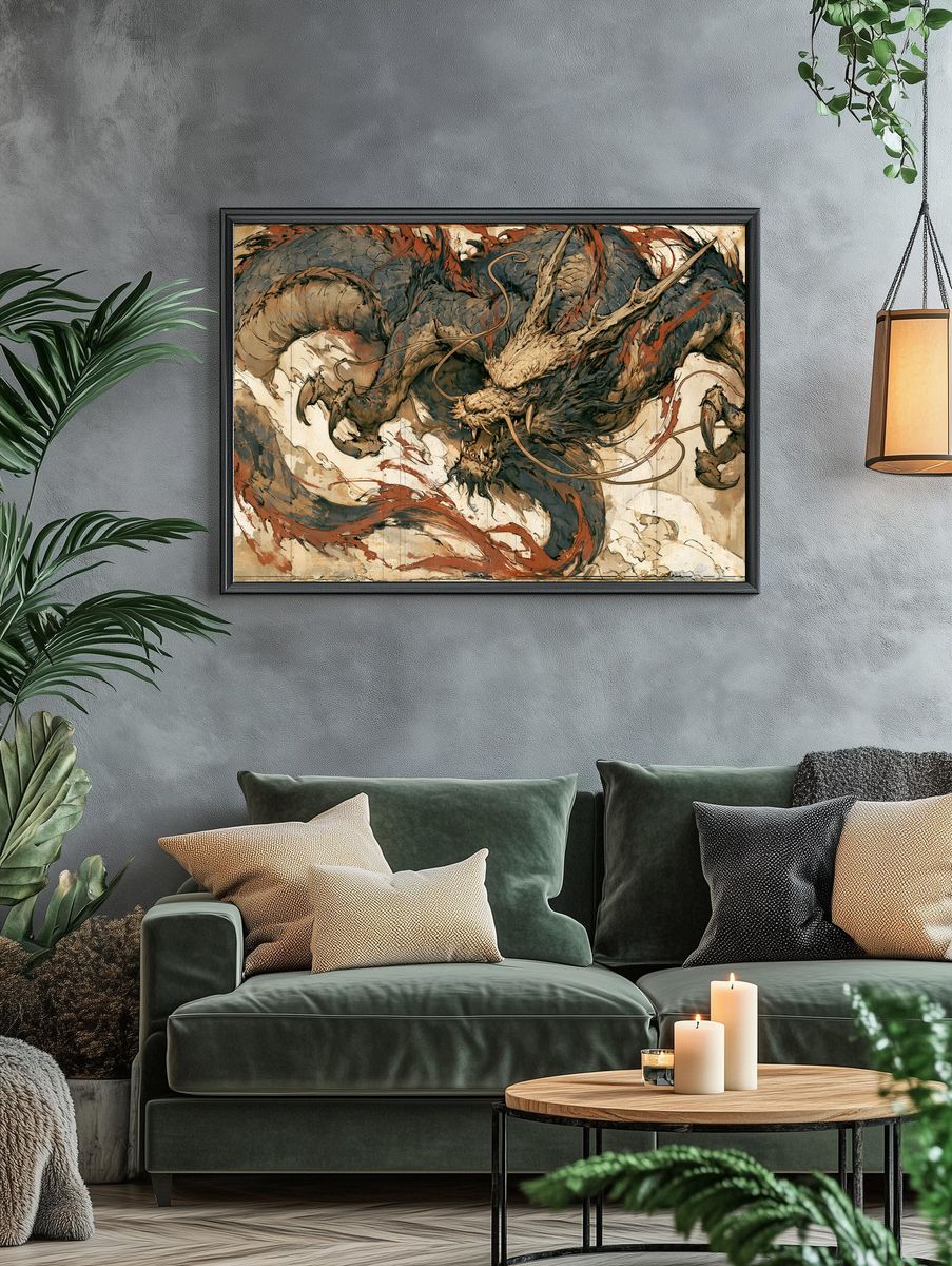 Dragon Ink Wash Poster. — room view 4
