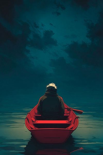 Lonely Rowboat — Digital Art Print. poster print