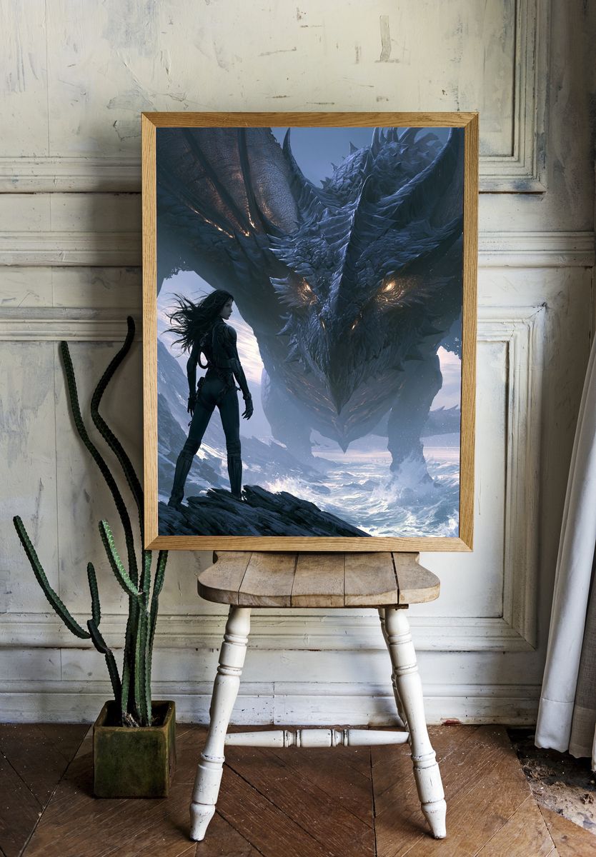 Dragon Encounter Digital Art Poster. room preview