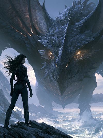 Dragon Encounter Digital Art Poster.
