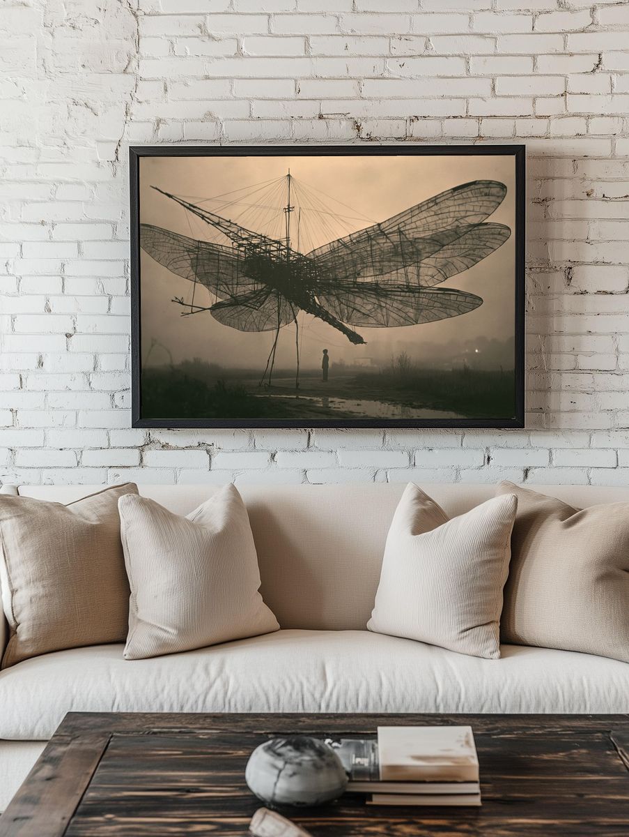 Dragonfly Sculpture Photography Poster. room preview