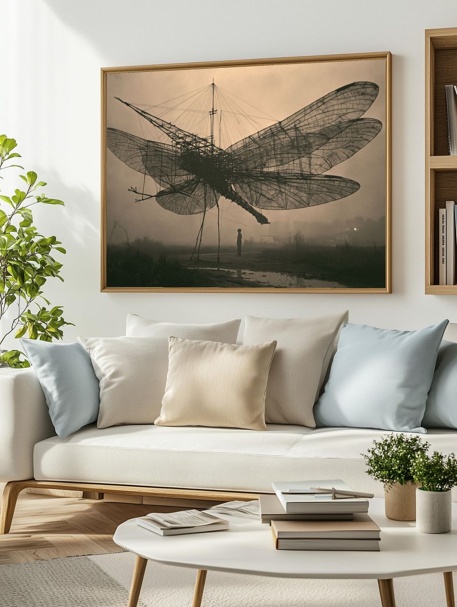 Dragonfly Sculpture Photography Poster. — room view 2