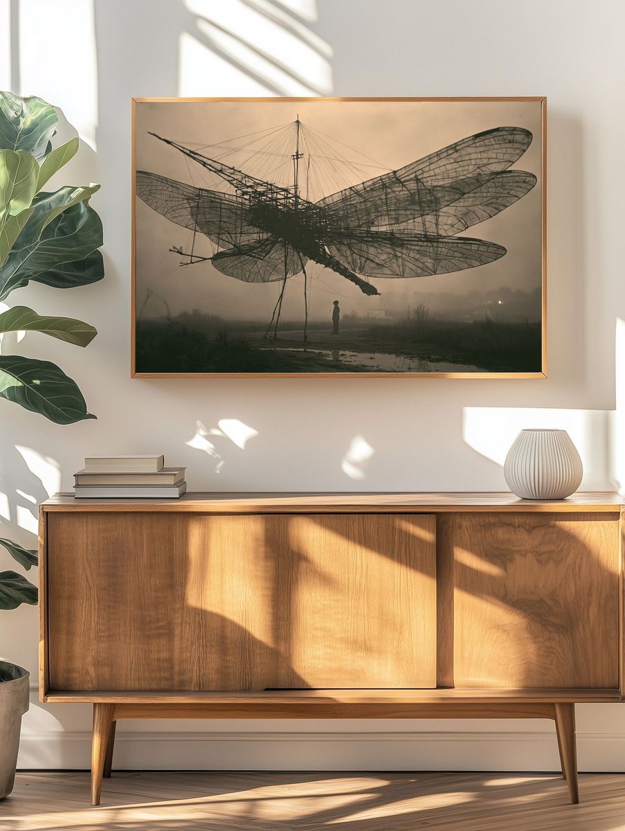Dragonfly Sculpture Photography Poster. — room view 3