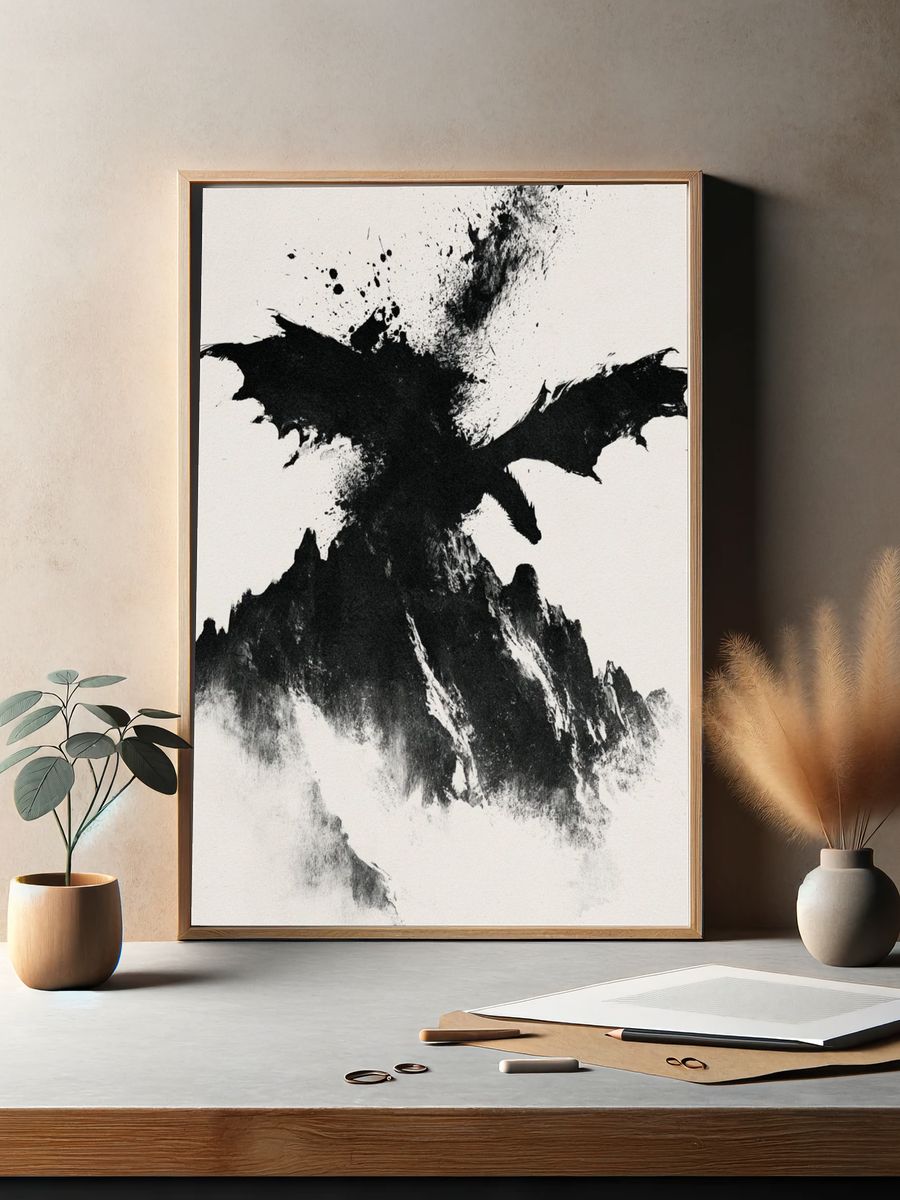 Dragon Mountain Ink Poster. — room view 2