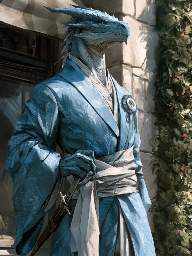 Dragon Samurai Portrait Print. poster — illustration art
