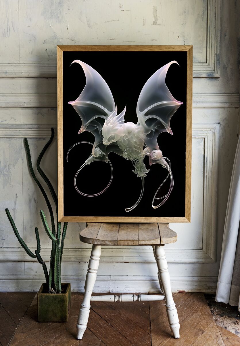 Ethereal Dragon — Digital Art Print. — room view 1