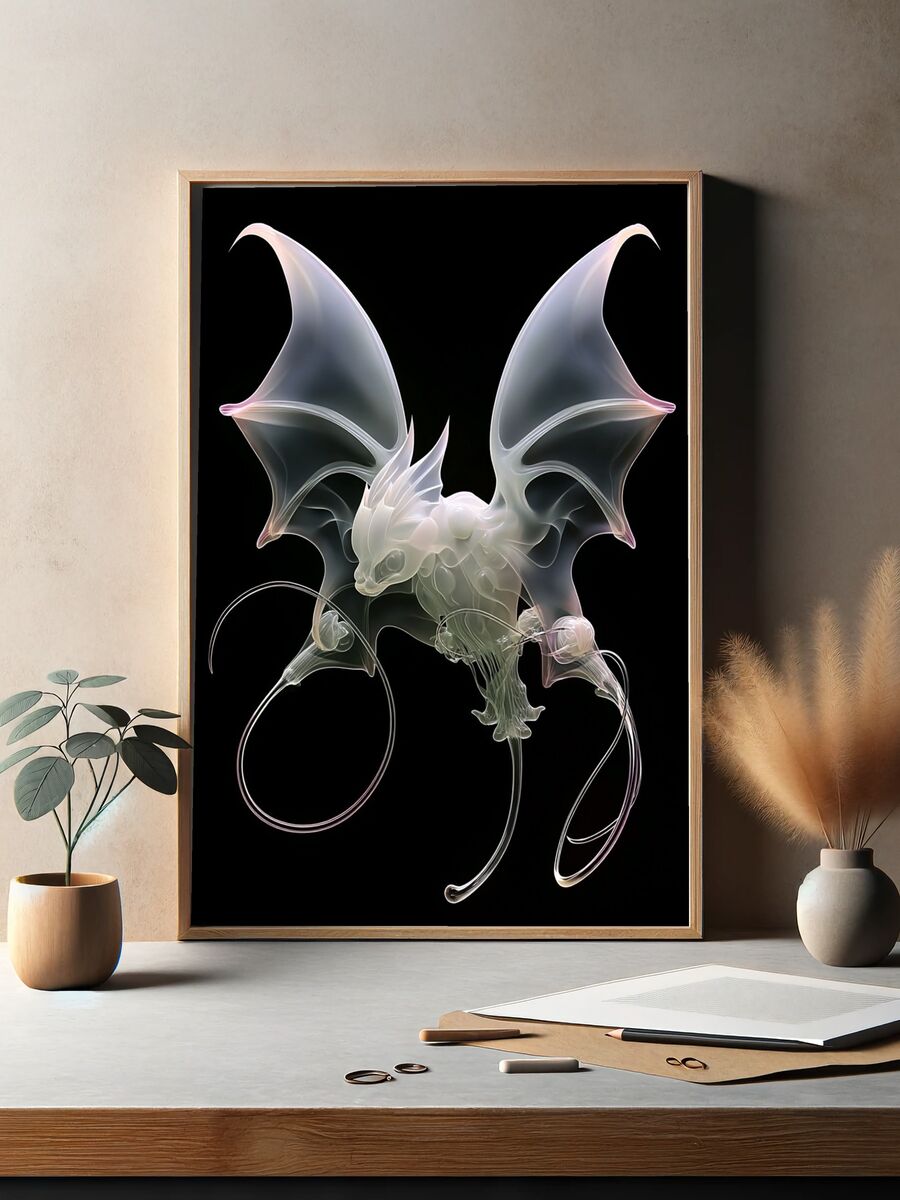 Ethereal Dragon — Digital Art Print. — room view 2