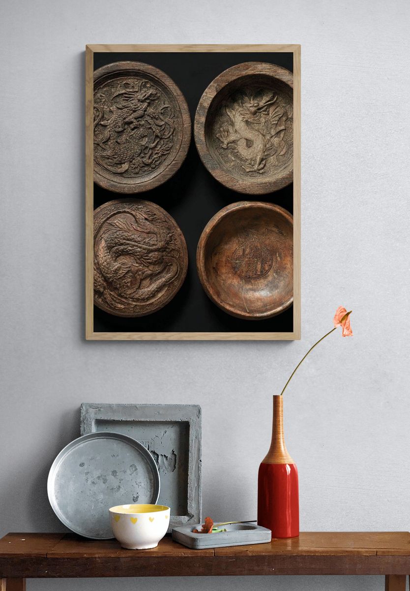Dragon Carved Bowls Illustration Print. — room view 3