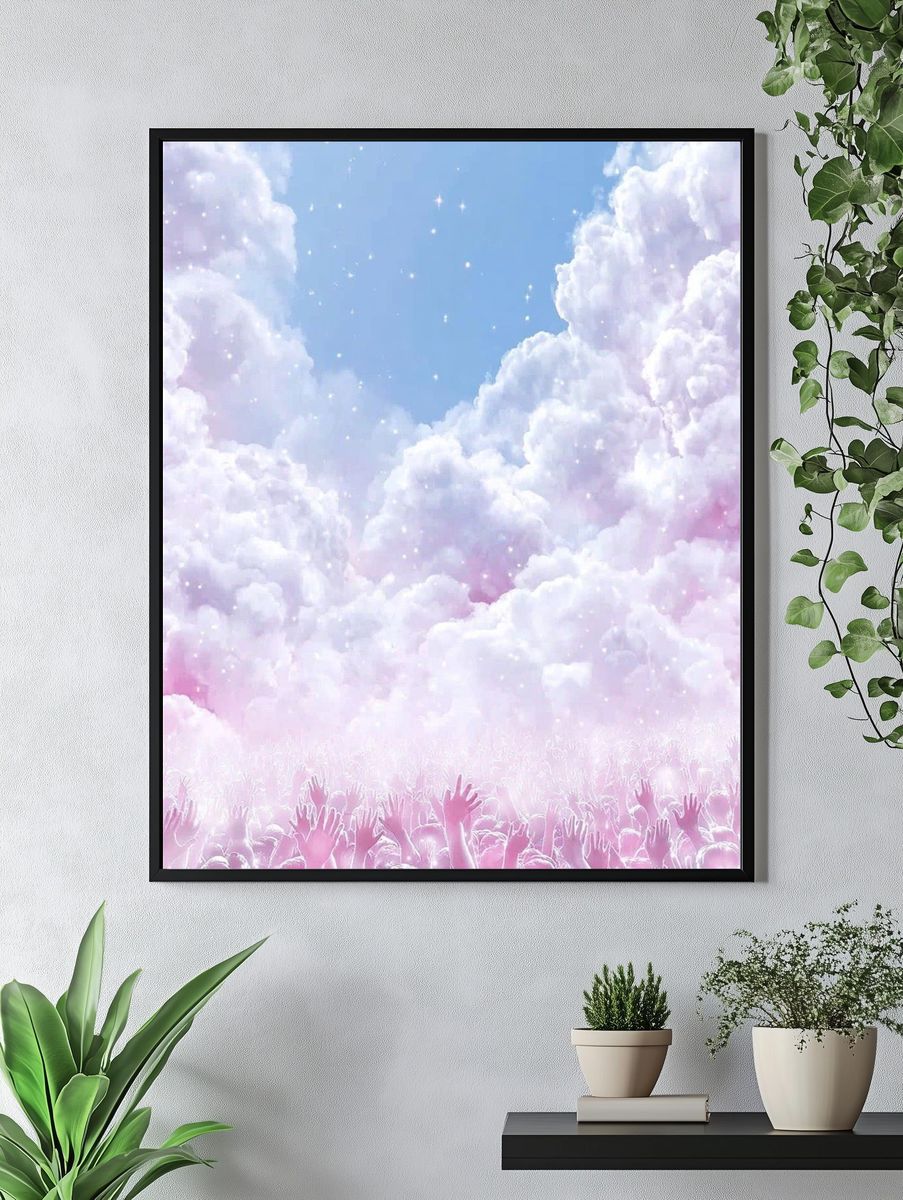 Hands Reaching for the Sky — Dreamy Print. — room view 4