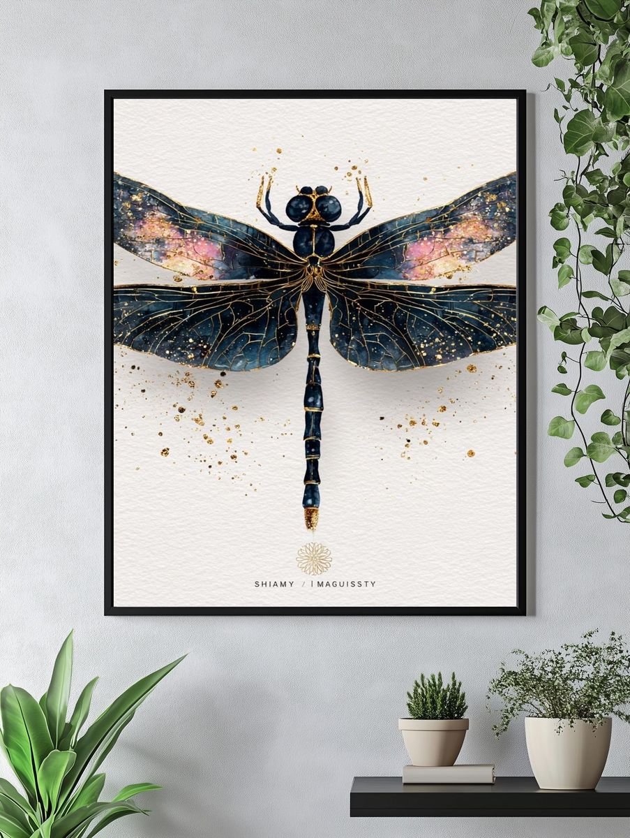 Celestial Dragonfly — Watercolor Print. — room view 4