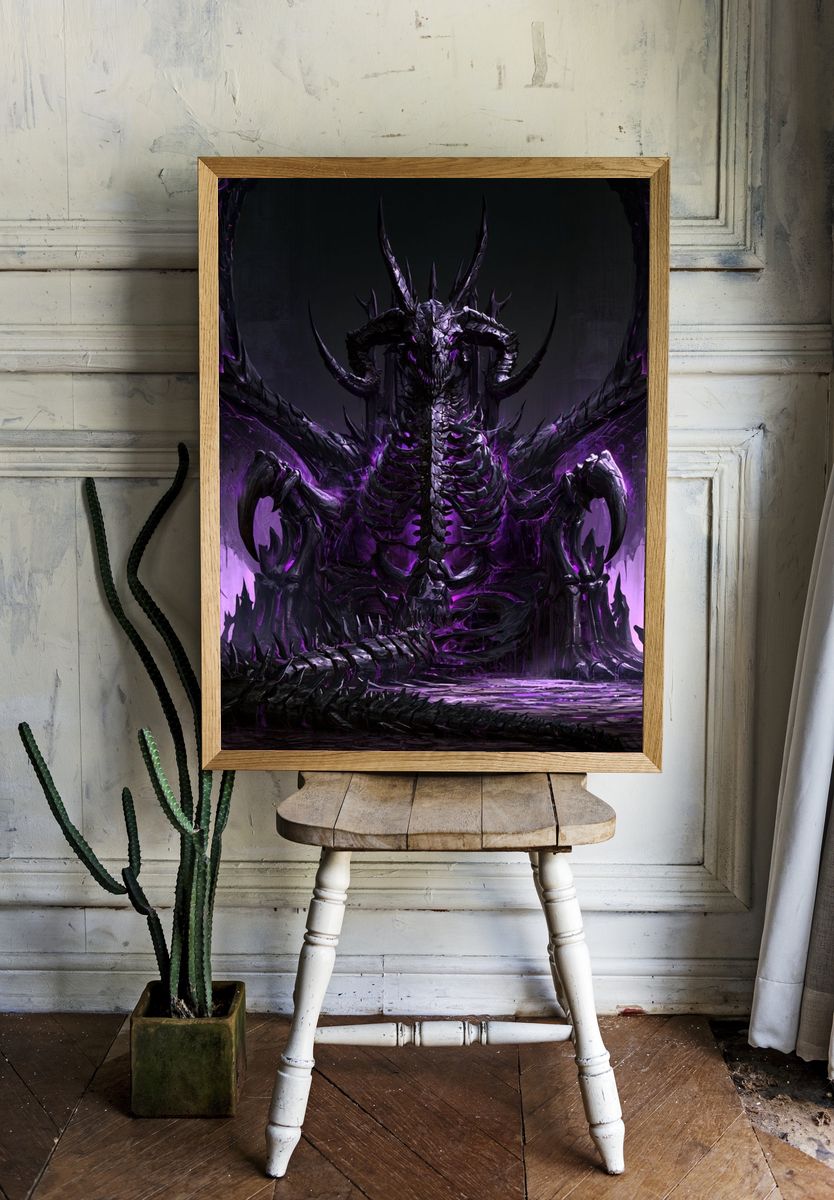 Dark Dragon Throne Illustration Poster. room preview