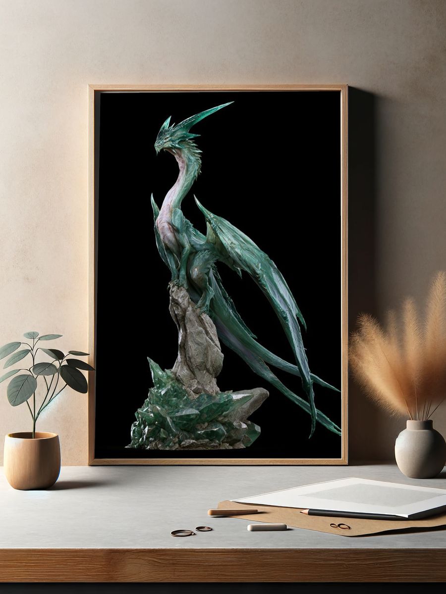 Crystal Dragon Sculpture Print. — room view 2