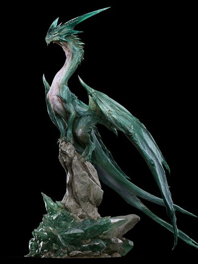 Crystal Dragon Sculpture Print. poster