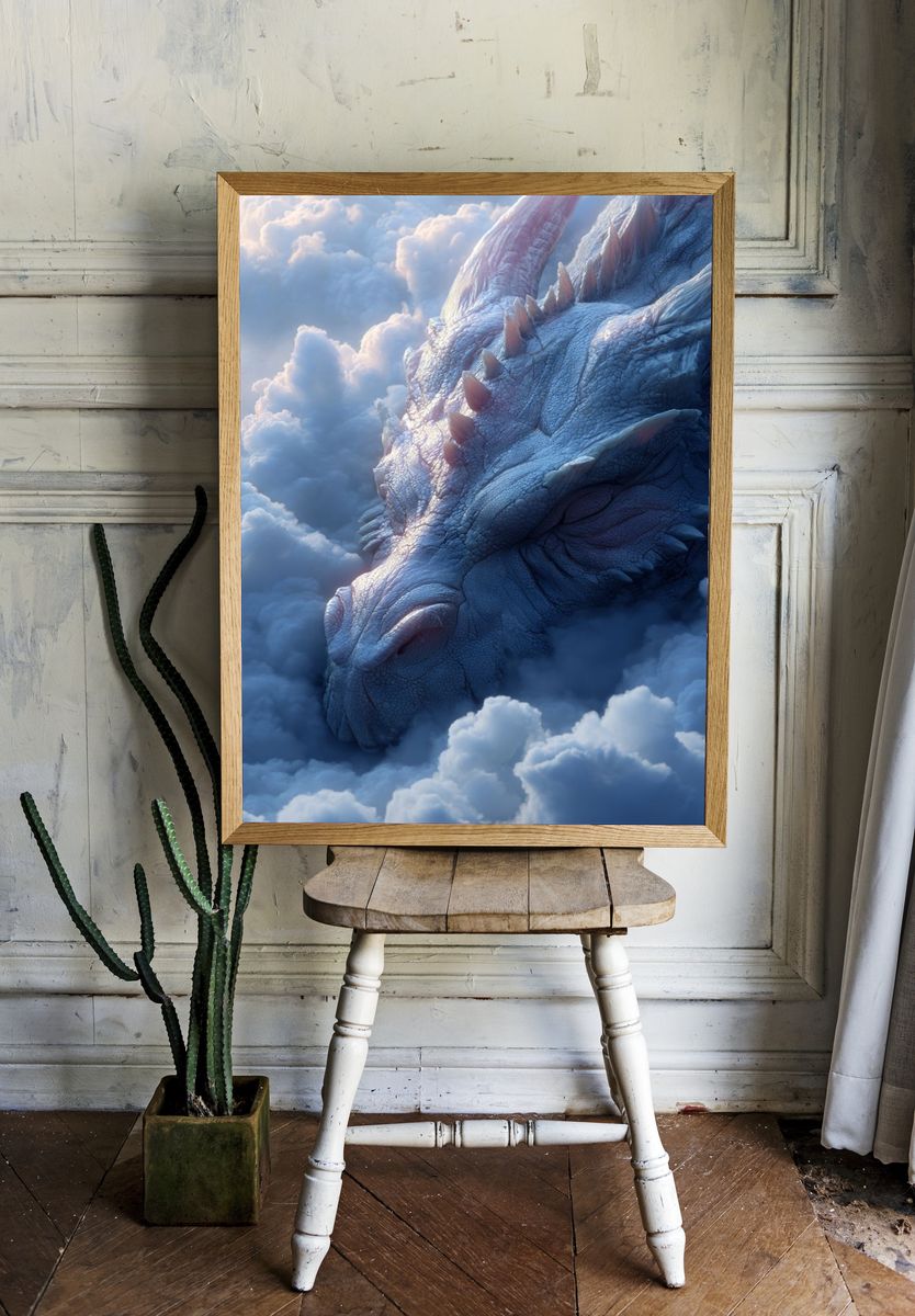 Majestic Dragon in Clouds — Fantasy Print. — room view 1