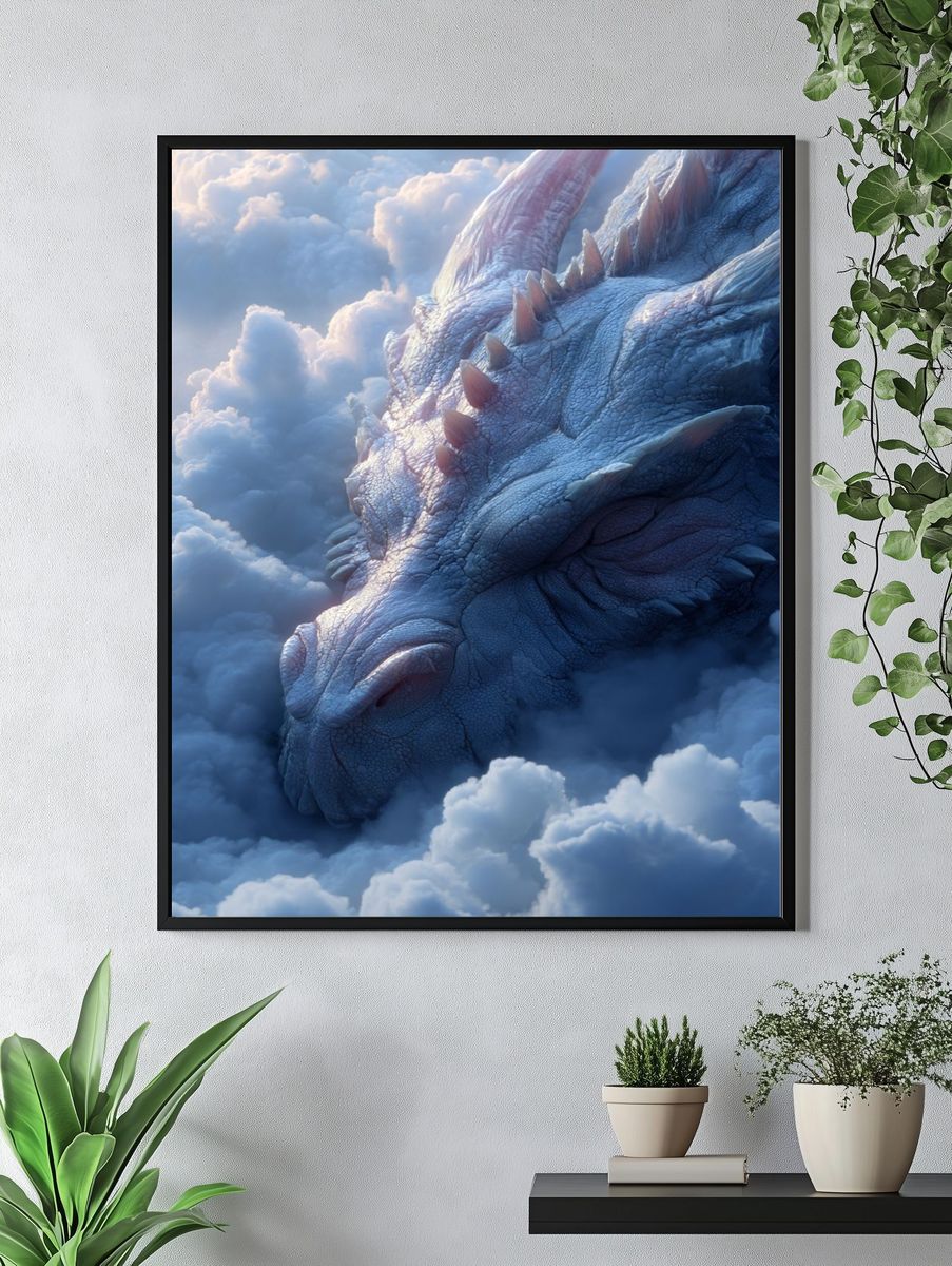 Majestic Dragon in Clouds — Fantasy Print. — room view 4