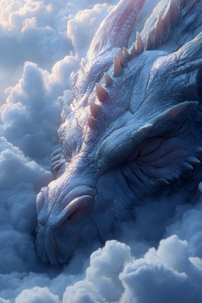 Majestic Dragon in Clouds — Fantasy Print. poster print