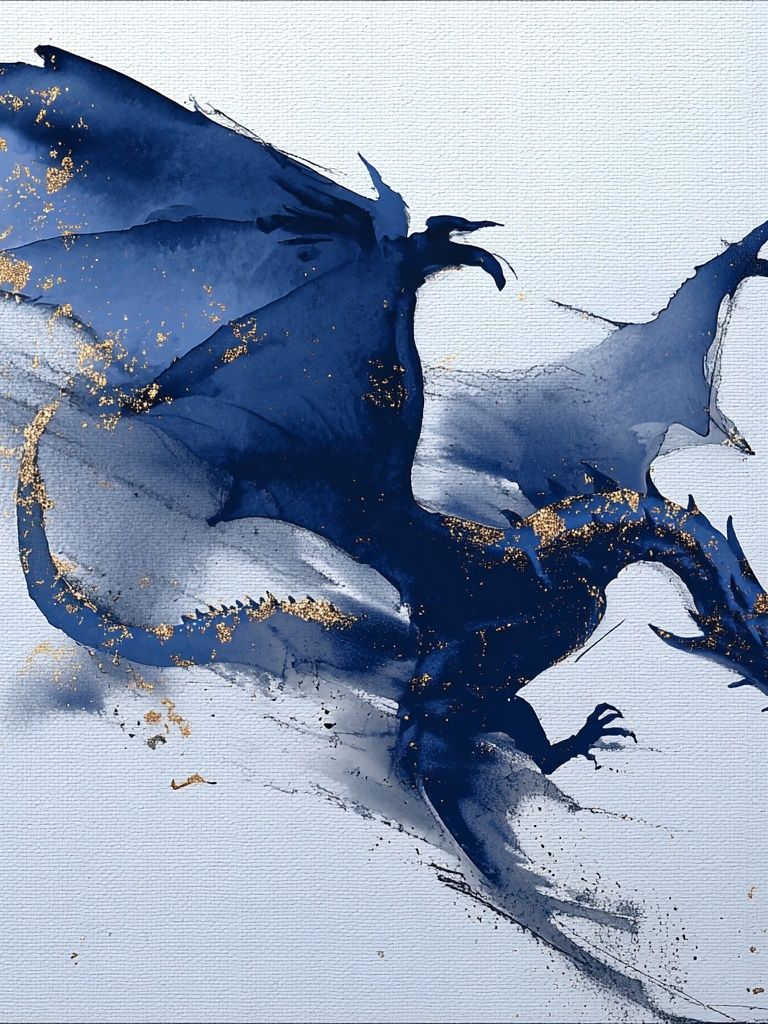 Majestic Dragon Watercolor Poster. poster detail