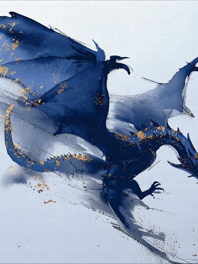 Majestic Dragon Watercolor Poster. poster print