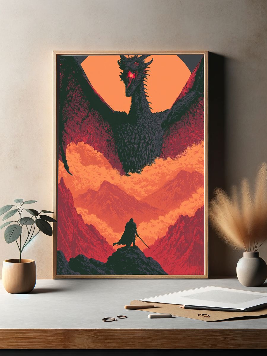 Dragon Over Mountain Pass Print. — room view 2