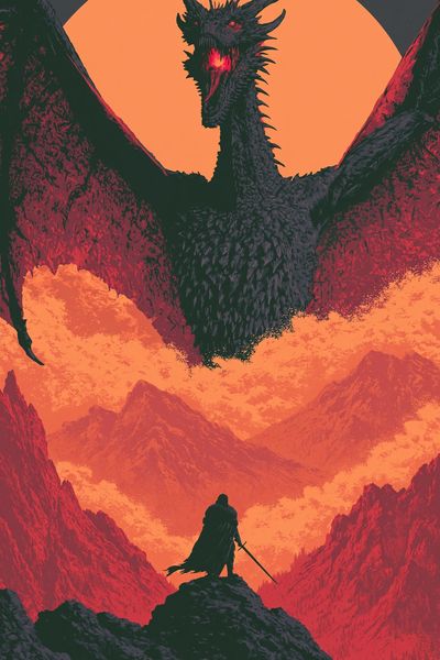 Dragon Over Mountain Pass Print.