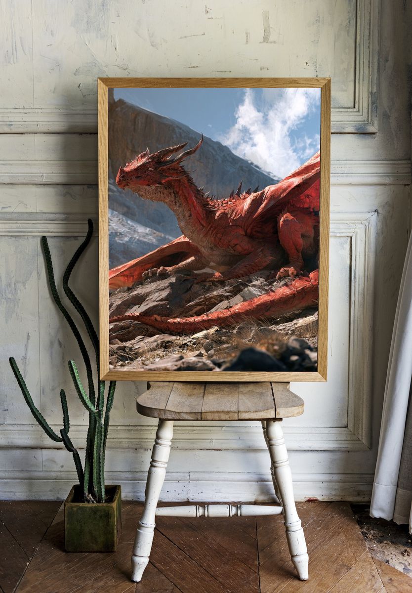 Red Dragon Mountain Print. room preview