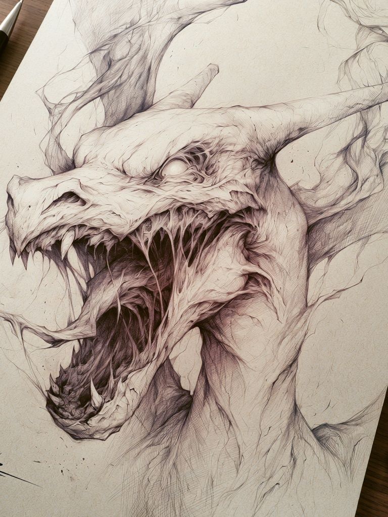 Dragon Sketch Illustration Poster. poster detail