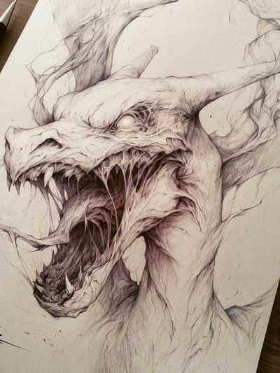 Dragon Sketch Illustration Poster. poster