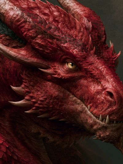 Crimson Dragon Portrait Print.
