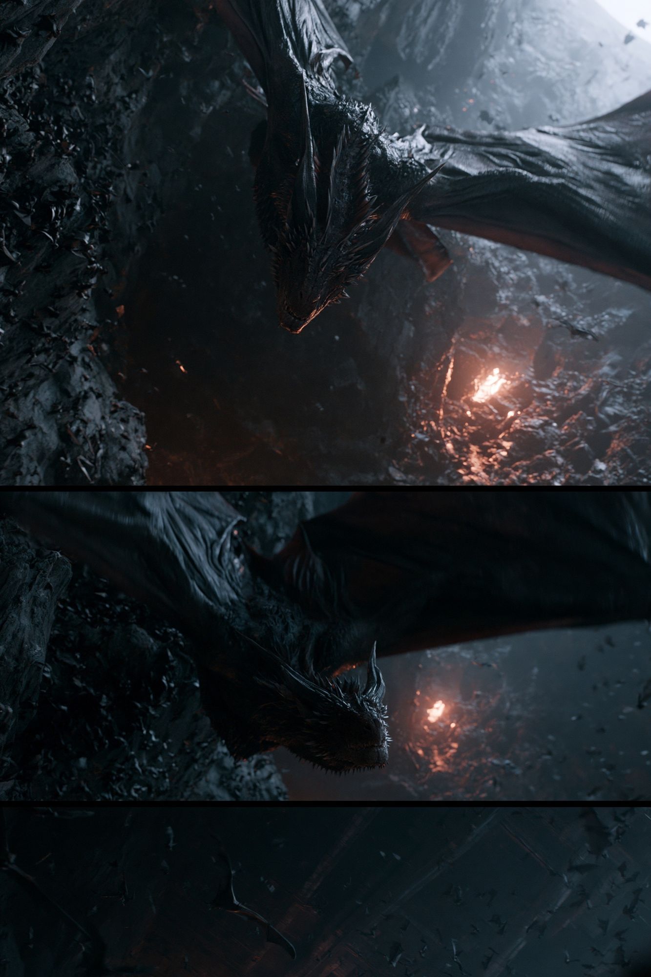 Dark Dragon Cave Illustration Poster. poster detail