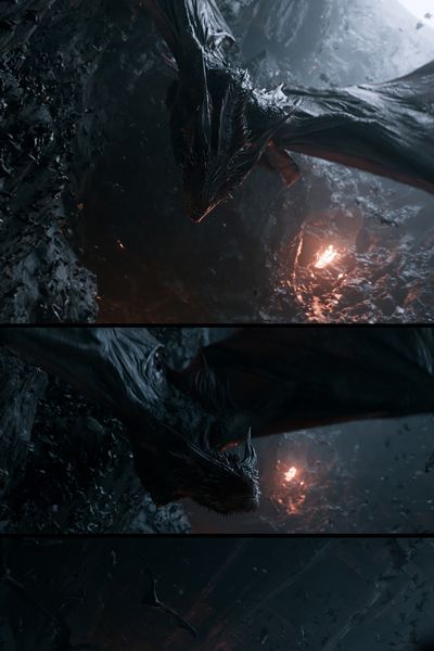 Dark Dragon Cave Illustration Poster.