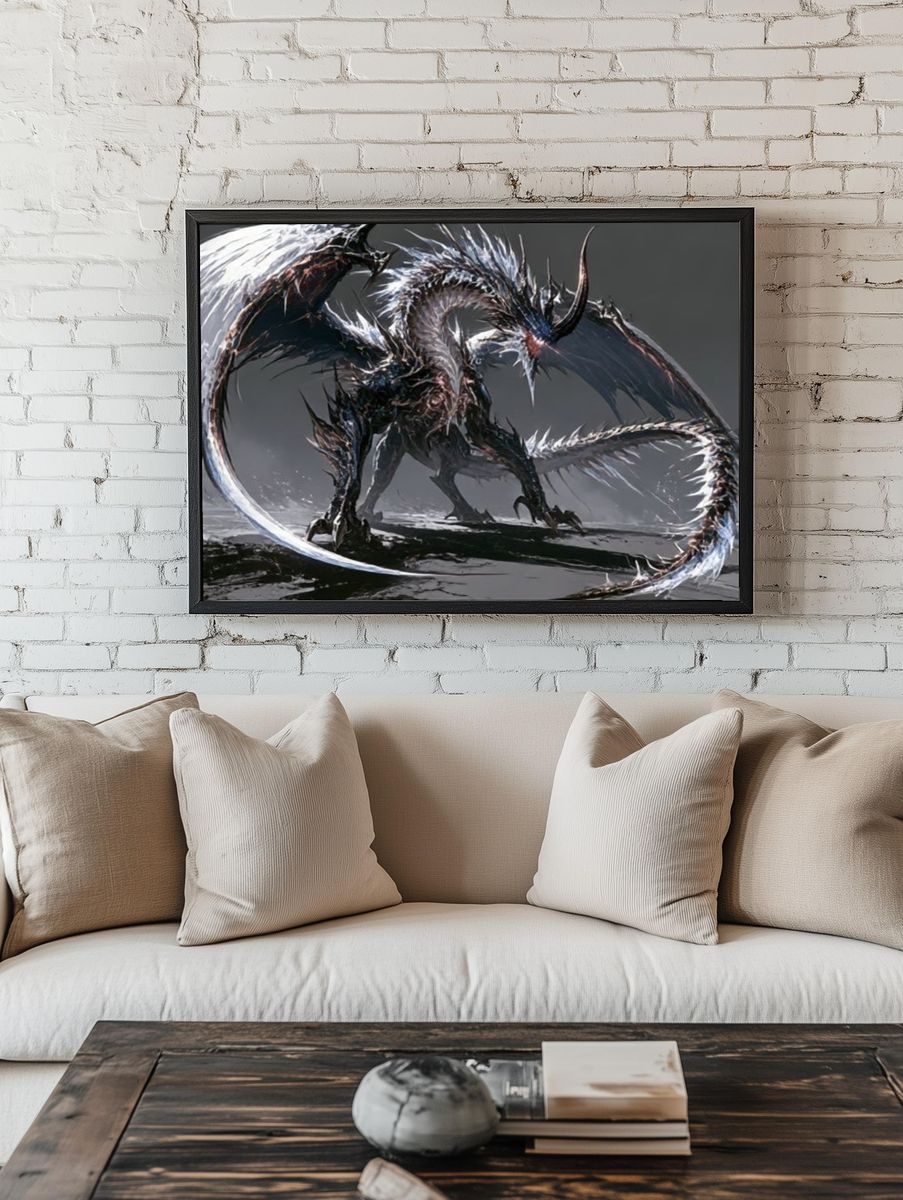 Shadow Dragon Digital Art Poster. room preview