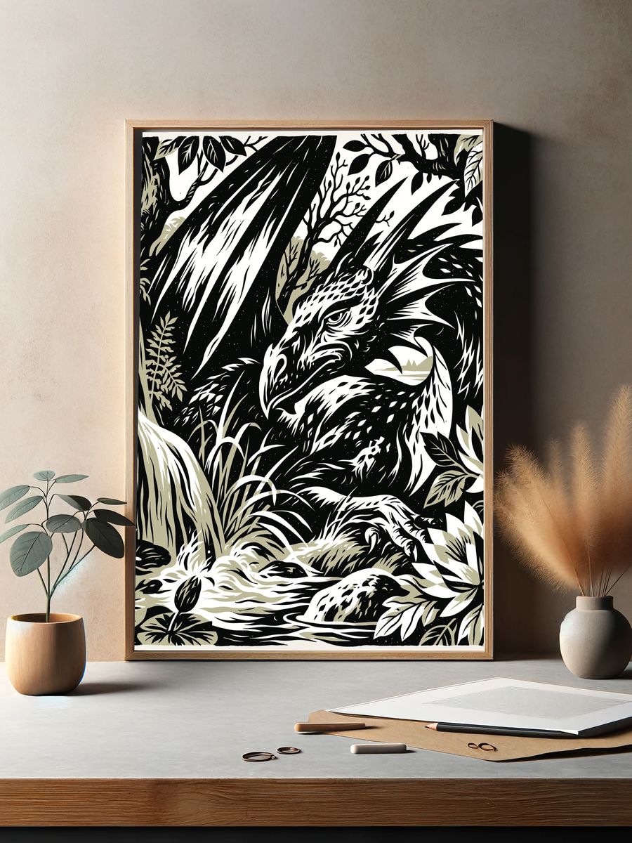 Dragon Forest Ink Poster. — room view 2